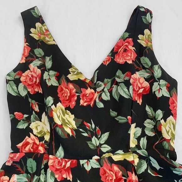 Vintage Mica Dark Floral Chiffon Mini Dress - Picture 3 of 8
